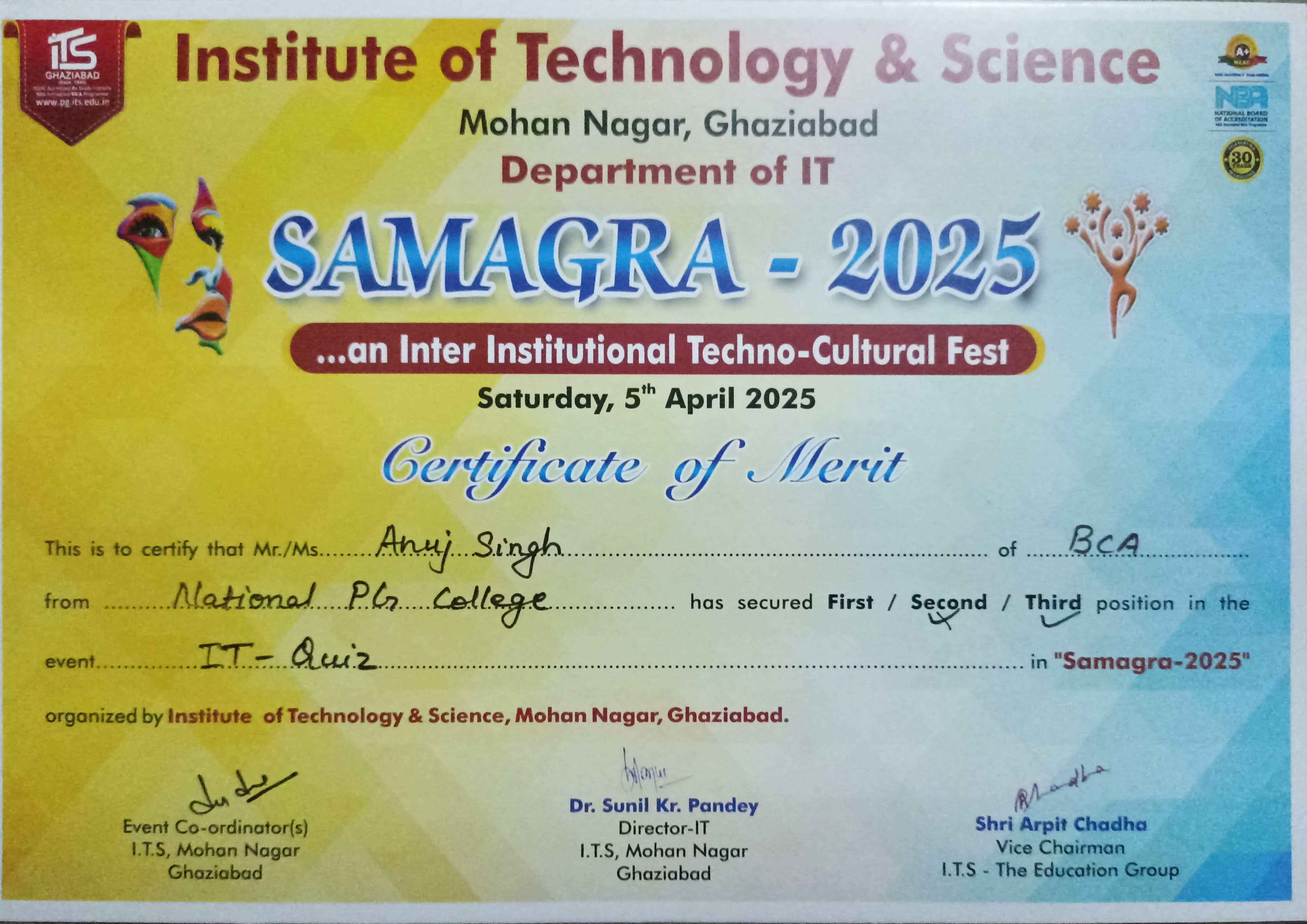 tech-fest4.0 Participation Certificate